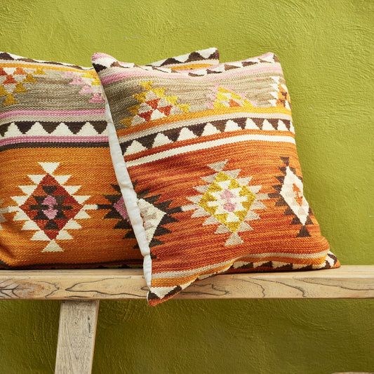 Kunduz hand loom kilim cushion cover 60 x 60cm Cushions & Throws Namaste Fair trade