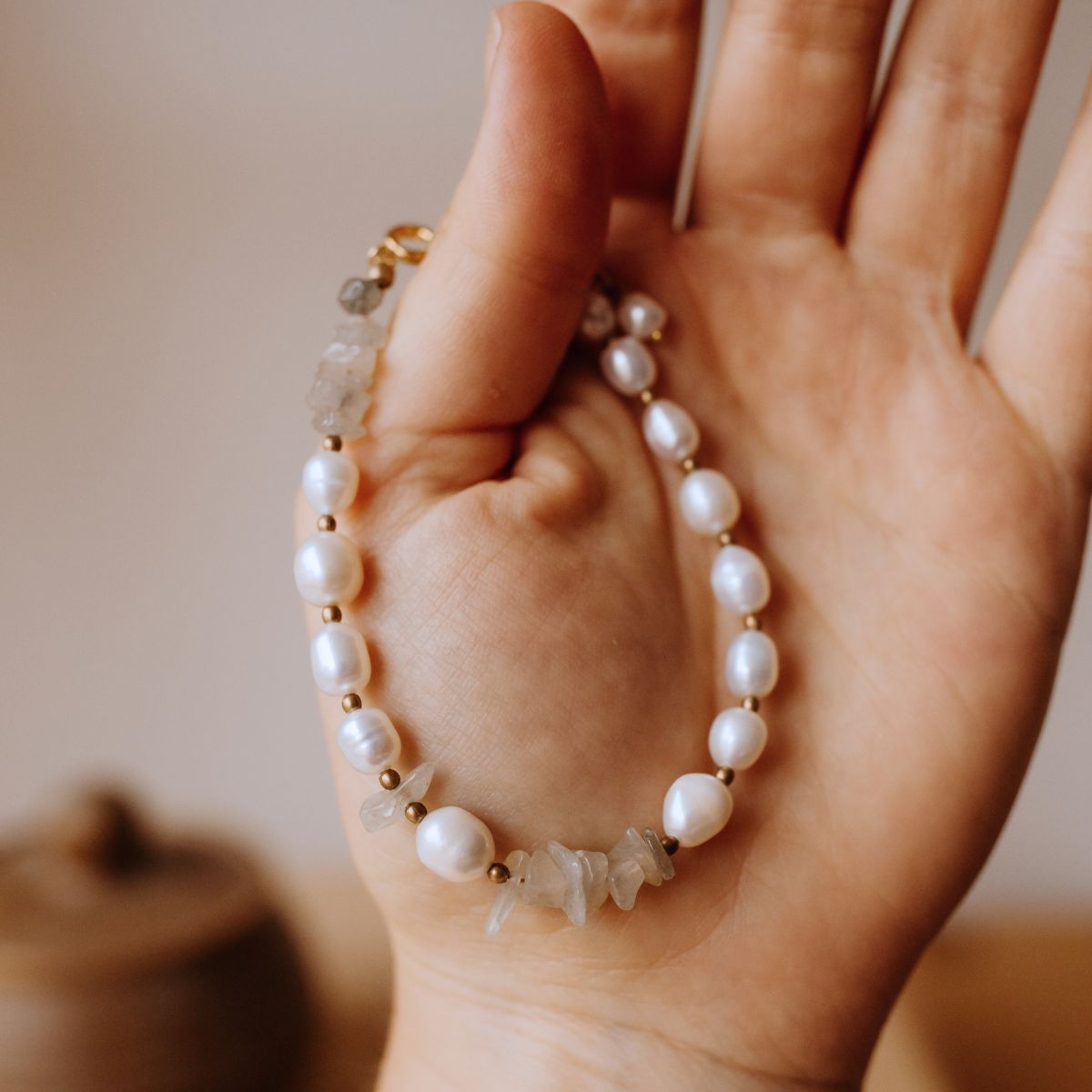 Pearl and Green Stone Bracelet Jewellery Nepal Leprosy Fellowship