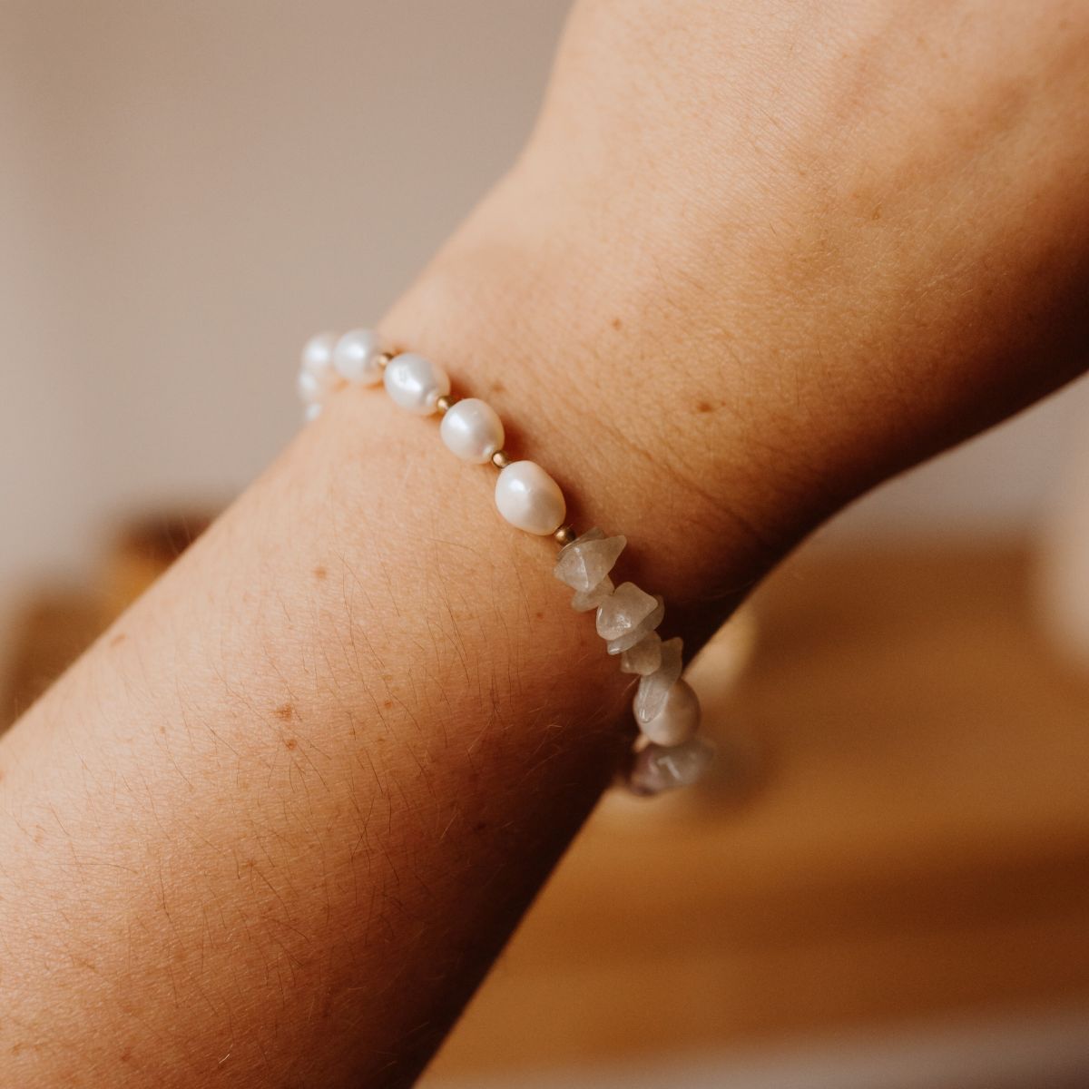 Pearl and Green Stone Bracelet Jewellery Nepal Leprosy Fellowship