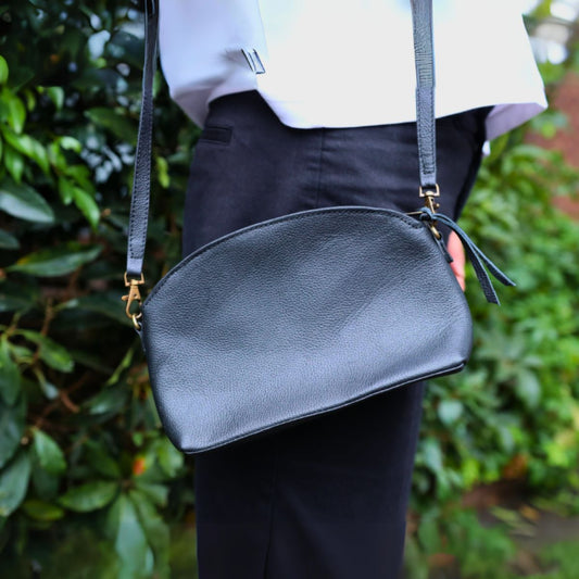 Black Leather Cross Body Bag Bags & Wallets Nepal Leprosy Trust