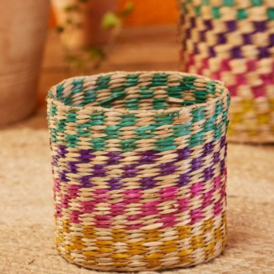 Handwoven Seagrass Check Baskets Homeware Namaste Fair trade