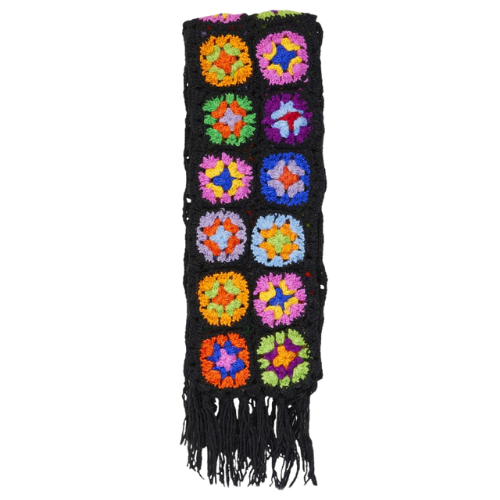 Black Crochet Rainbow Scarf Fashion Namaste Fair trade