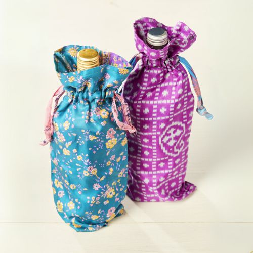 Recycled Sari Bottle Gift Bag Wrapping Namaste Fair trade