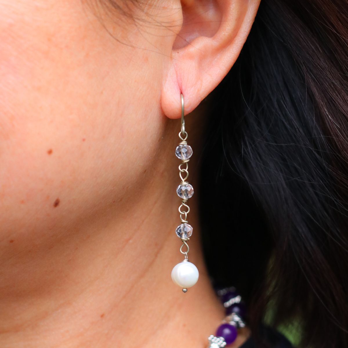 Crystal Pearl Earrings Jewellery Nepal Leprosy Fellowship