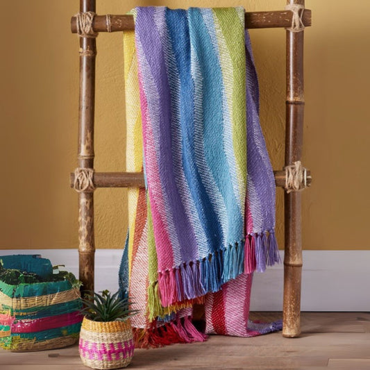 Recycled Bottles Rainbow Zigzag Throw Homeware Namaste Fair trade