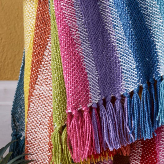 Recycled Bottles Rainbow Zigzag Throw Homeware Namaste Fair trade