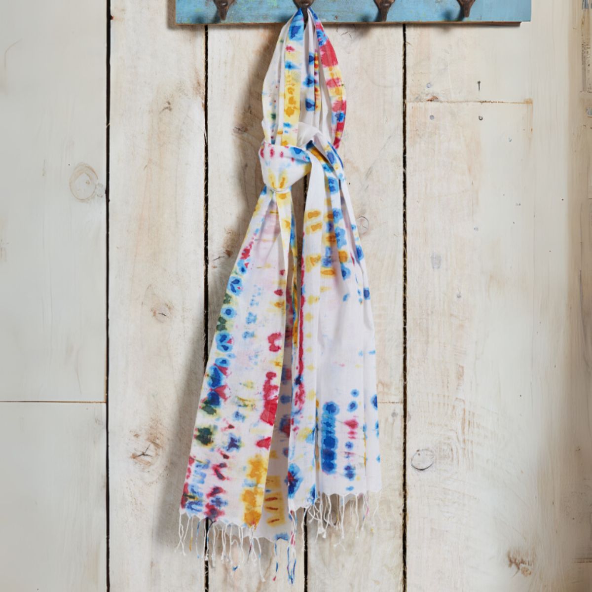 Rainbow Tie Dye Batik Cotton Scarf Fashion & Accessories Namaste Fair trade