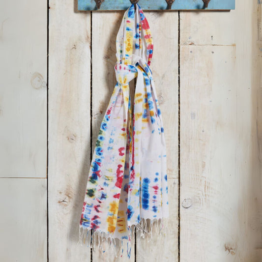 Rainbow Tie Dye Batik Cotton Scarf Fashion Namaste Fair trade