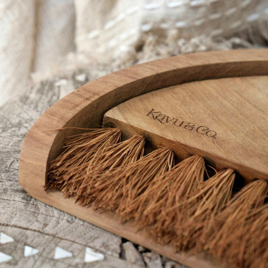 Wooden Dustpan and Brush Set Homeware Kayu & Co