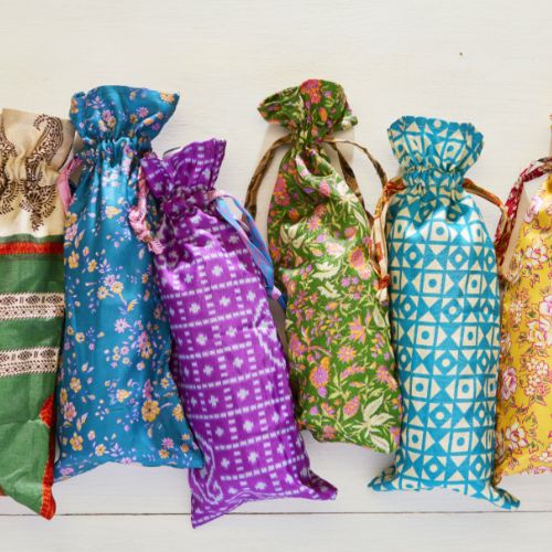 Recycled Sari Bottle Gift Bag Wrapping Namaste Fair trade
