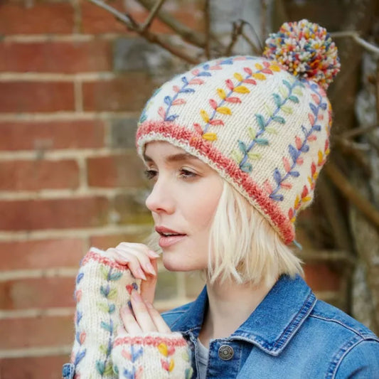 Kylemore Cream Bobble Beanie Fashion Pachamama Ltd