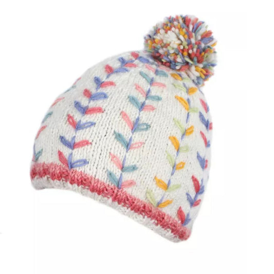 Kylemore Cream Bobble Beanie Fashion Pachamama Ltd