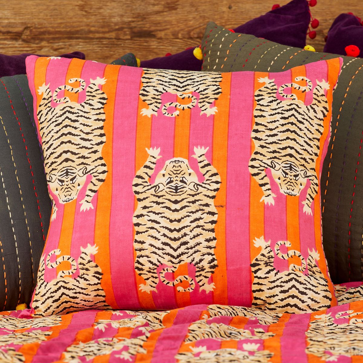 Tiger Stripe Cushion Cover 45 x 45cm Cushions & Throws Namaste Fair trade
