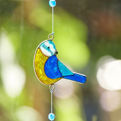 String of 3 Blue Tit Birds Suncatcher Home Décor Namaste Fair trade
