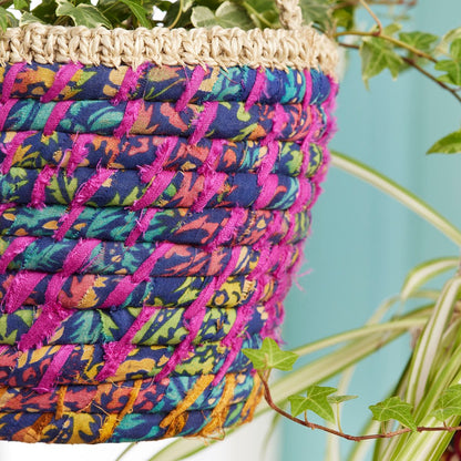 Recycled Sari Hanging Plant Basket Home Décor Namaste Fair trade