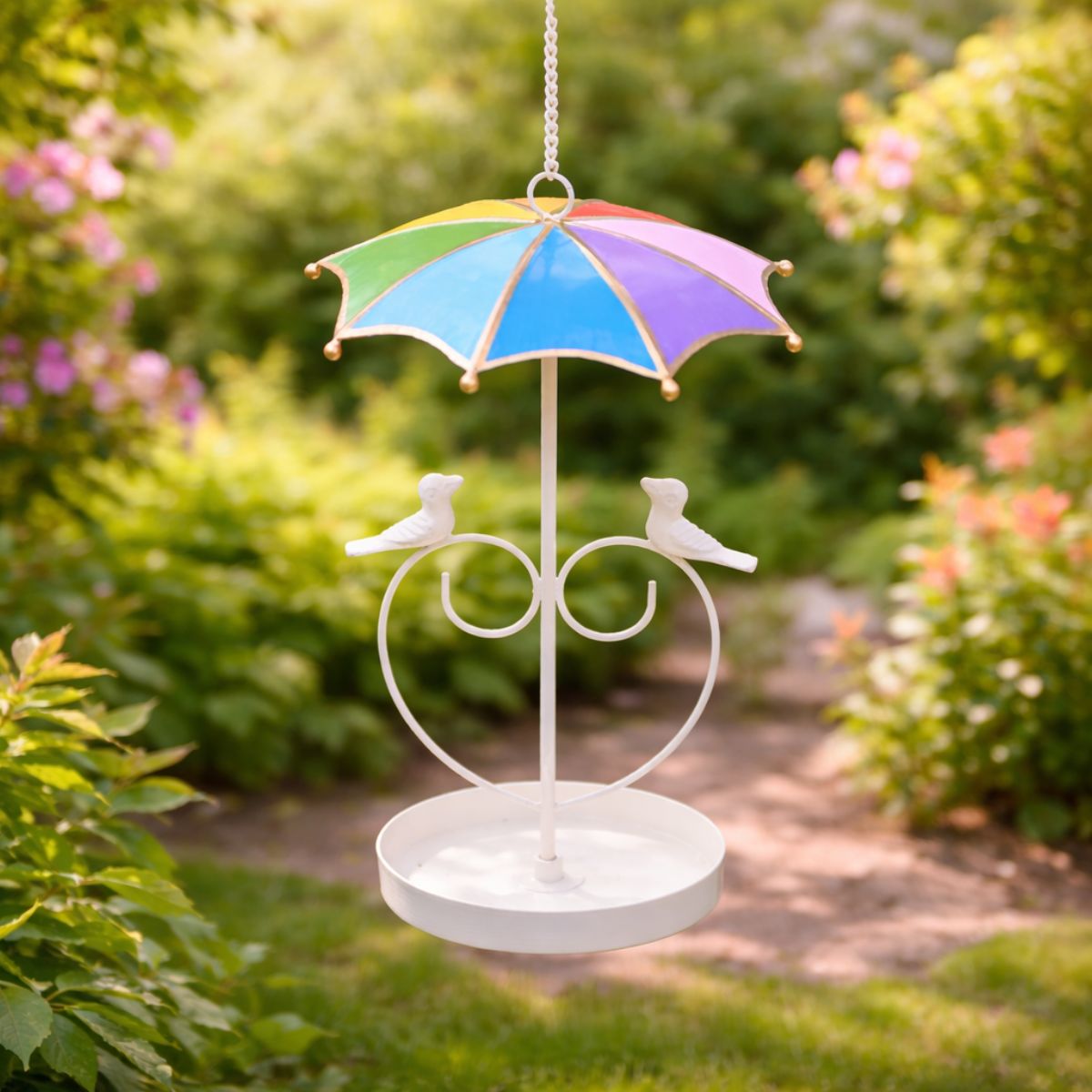 Rainbow Hanging Bird Feeder Garden Namaste Fair trade