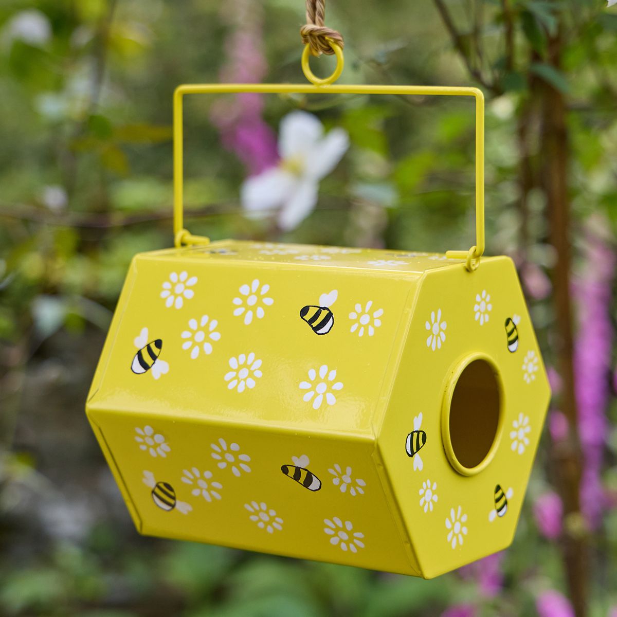 Bee Birdhouse Hand Painted Garden Namaste Fair trade