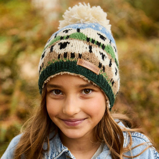 Kids Snowy Sheep Bobble Beanie Fashion Pachamama Ltd