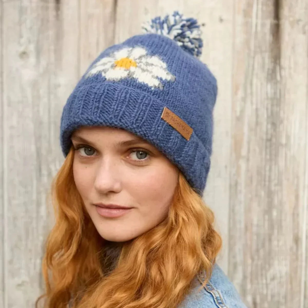 Daisy Roll Back Bobble Beanie Fashion Pachamama Ltd