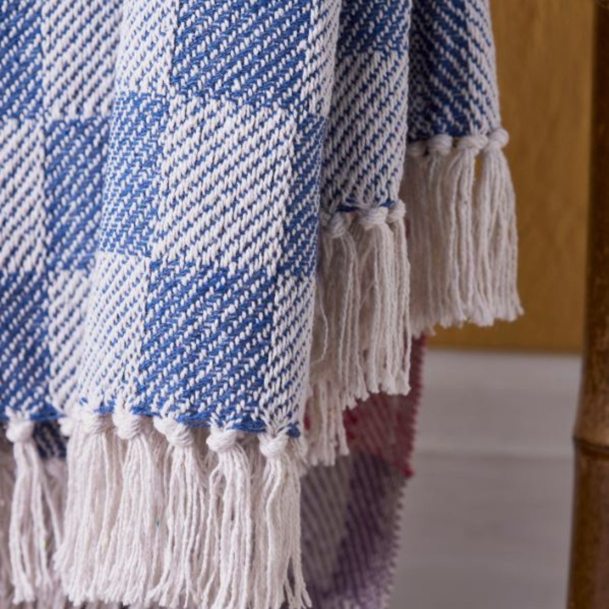 Recycled Cotton Check Throw Homeware Namaste Fair trade
