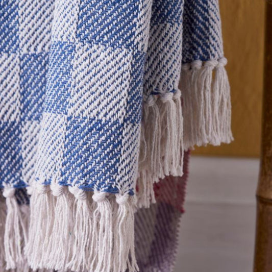 Recycled Cotton Check Throw Homeware Namaste Fair trade