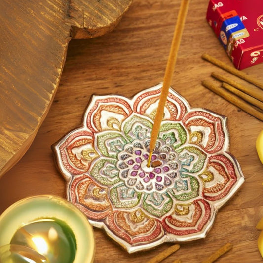 Rainbow Mandala Incense Holder Homeware Namaste Fair trade