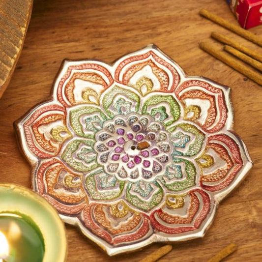Rainbow Mandala Incense Holder Homeware Namaste Fair trade