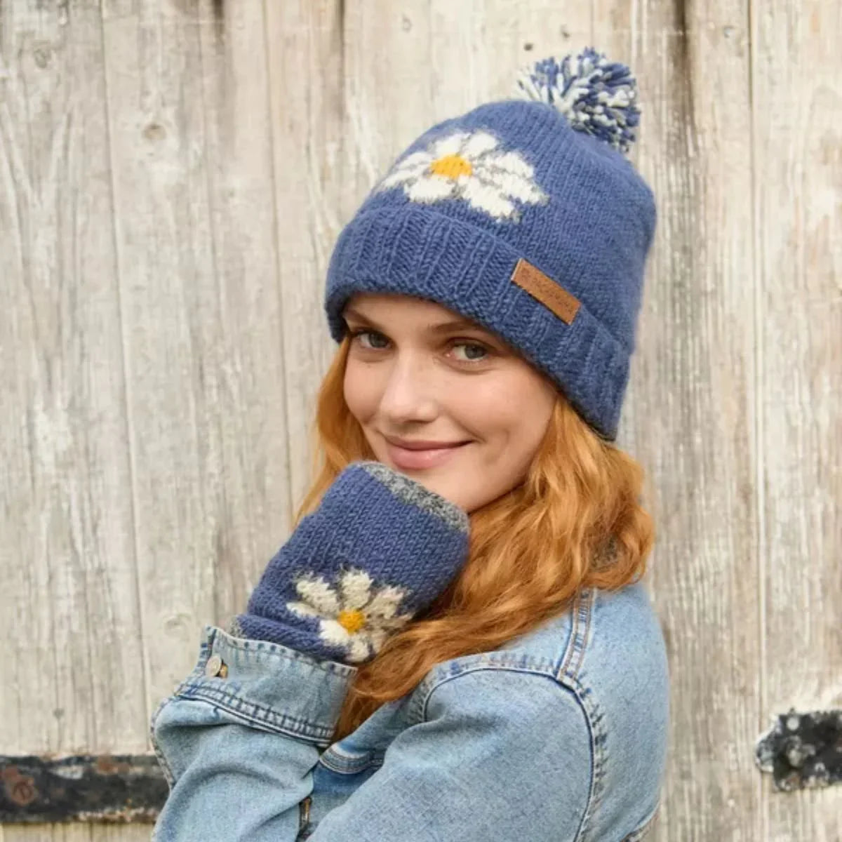 Daisy Roll Back Bobble Beanie Fashion Pachamama Ltd
