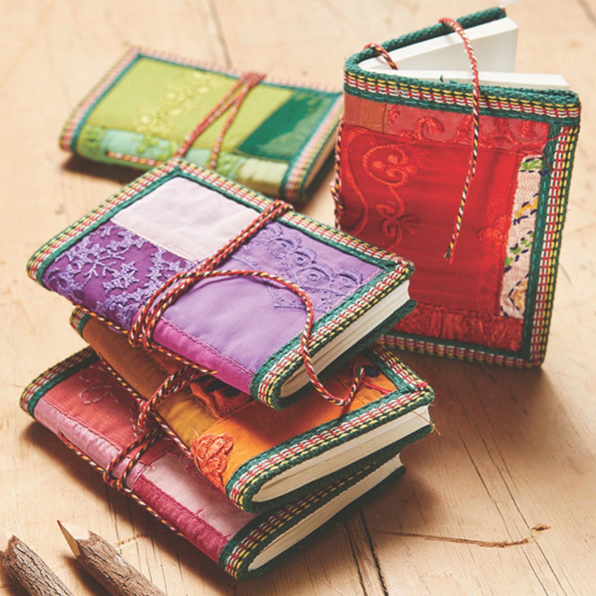 Sari Covered Handmade Paper Notebook Stationery Namaste Fair trade