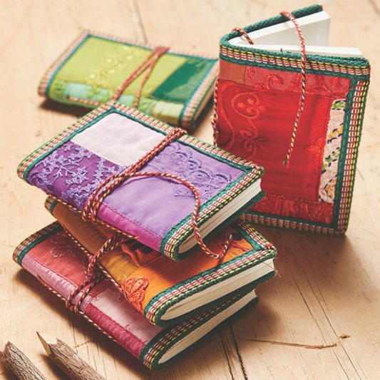 Sari Covered Handmade Paper Notebook Stationery Namaste Fair trade